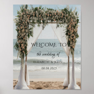 Tropischer Blumenstrauch am Strand Poster