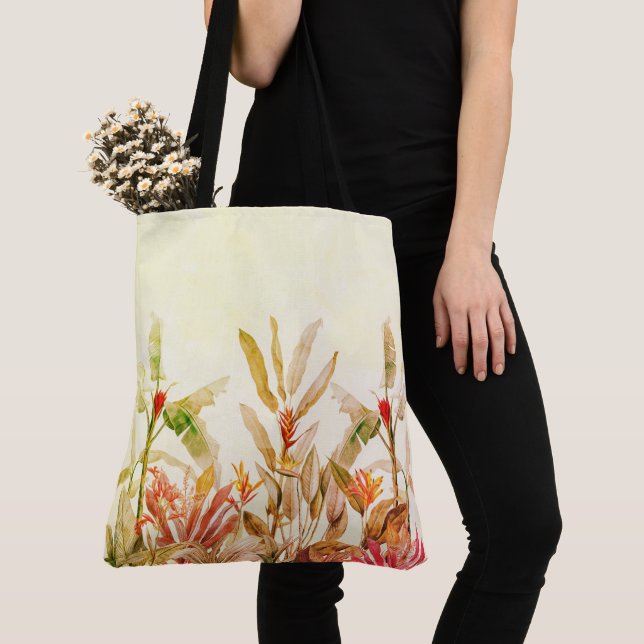 Tropischer botanischer Blumen-Garten-Kunst-Muster  Tasche (Von Nahem)