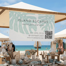 Tropischer Botanischer Monsterischer Leaf QR Code  Banner