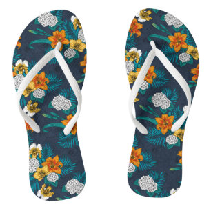 Tropischer Bouquet in Blau Flip Flops