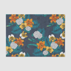 Tropischer Bouquet in Blau Seidenpapier