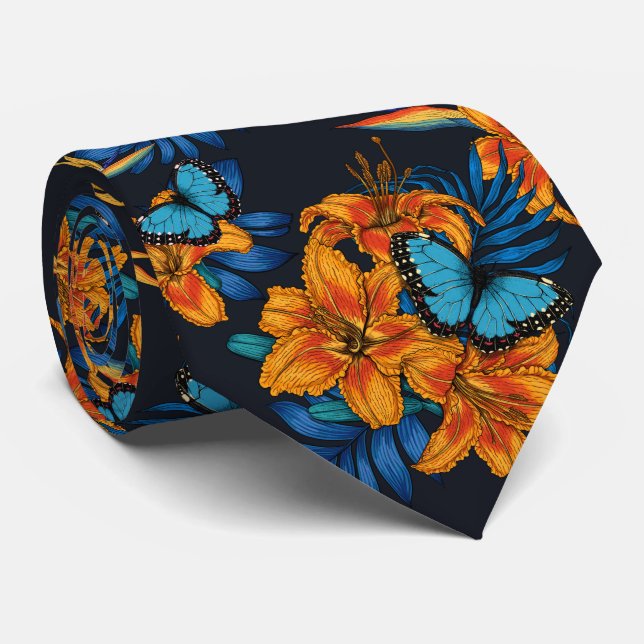 Tropischer Bouquet Krawatte (Gerollt)