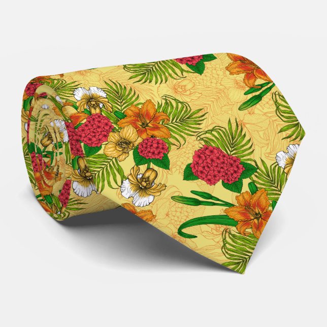 Tropischer Bouquet Krawatte (Gerollt)