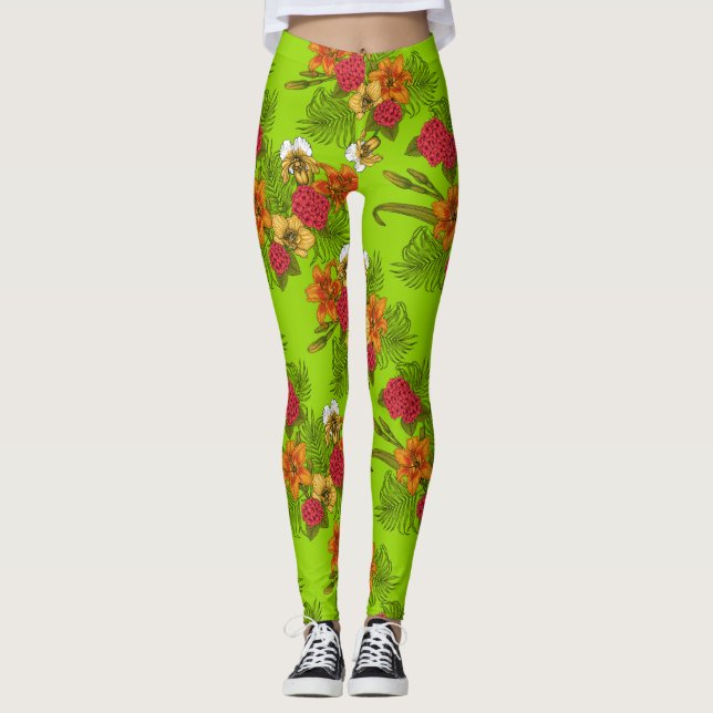Tropischer Bouquet Leggings (Vorderseite)