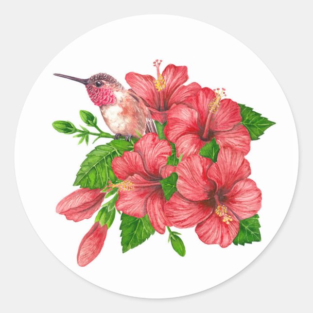 Tropischer Bouquet Runder Aufkleber (Vorderseite)