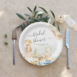 Tropischer Brautdusche-Strand Pappteller