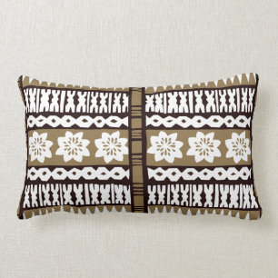 Tropischer Browntapa-Stoff 13"" lumbales Kissen