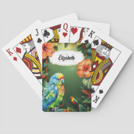Tropischer Budgie-Dschungel-Hibiskus Spielkarten