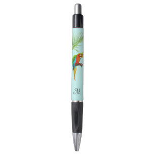 Tropischer bunter Ara-Vogel & Monogramm Kugelschreiber