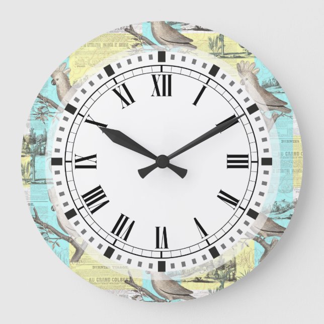 Tropischer Cockatoo-Traum Große Wanduhr (Vorderseite)