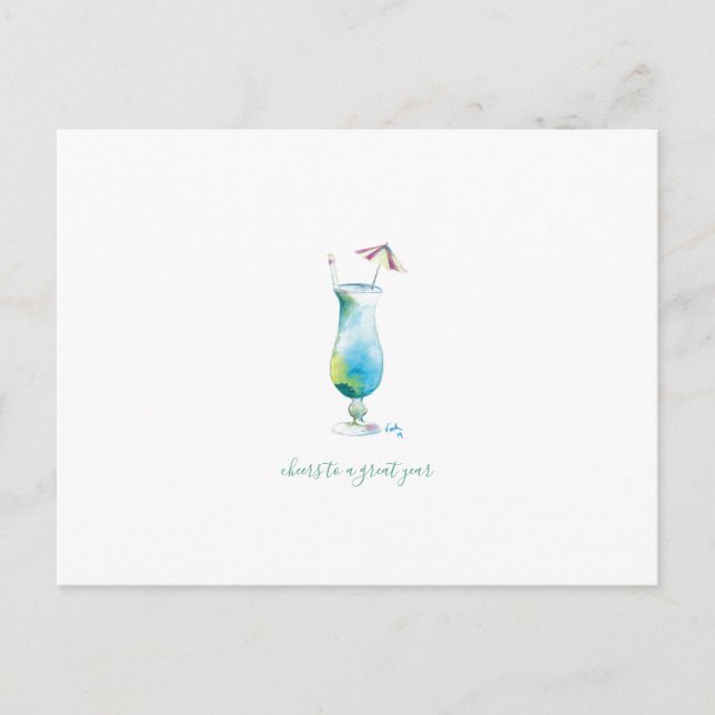 Tropischer Cocktail Feiertagspostkarte (Vorderseite)