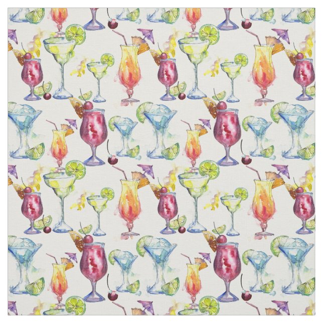 Tropischer Cocktail Fun Wasserfarbenmuster Stoff (Muster)