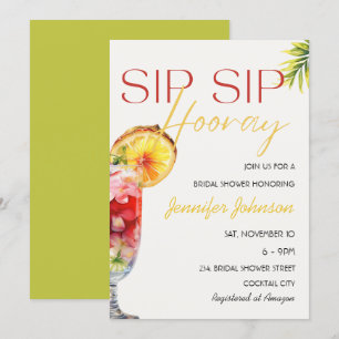 Tropischer Cocktail Sip Hooray Brautparty Einladung