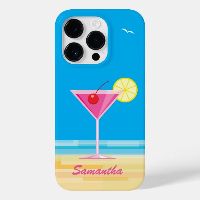 Tropischer Cocktail & Strand Case-Mate iPhone 14 Pro Hülle (Rückseite)