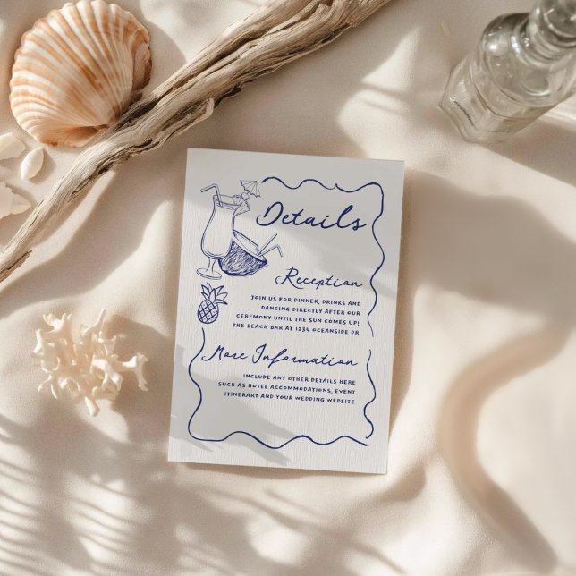 Tropischer Cocktail und Ananas auf Hochzeiten Begleitkarte (Von Creator hochgeladen)