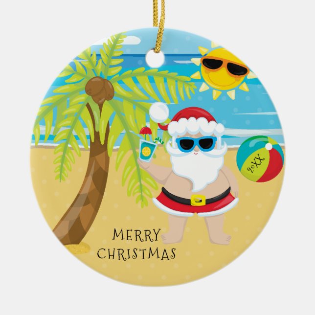 Tropischer Cocktail Weihnachten Keramikornament (Vorne)