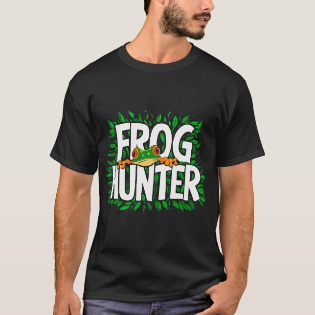 Tropischer Cooler Frosch Hunter Funny Design für F T-Shirt (Vorderseite)