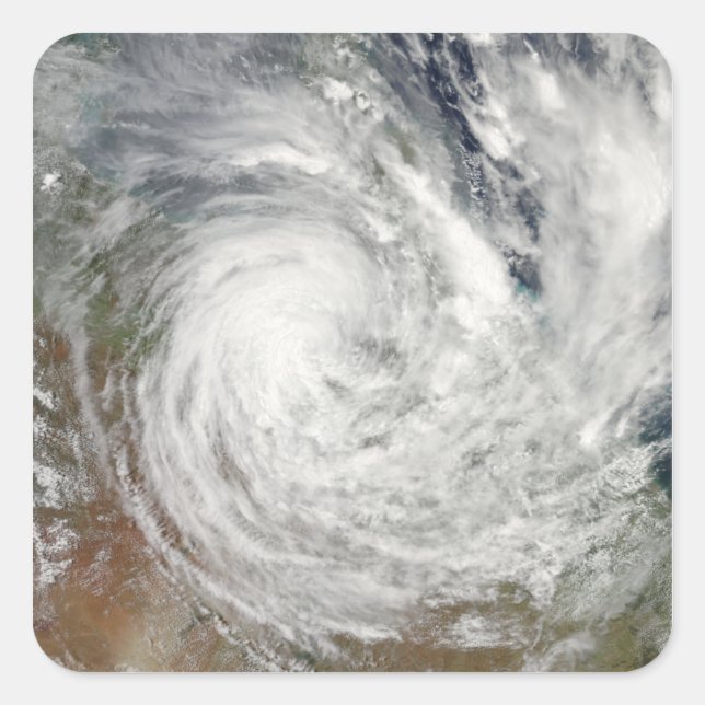 Tropischer Cyclone Yasi über Australien 2 Quadratischer Aufkleber (Vorderseite)