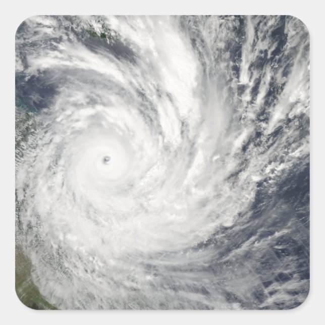 Tropischer Cyclone Yasi über Australien Quadratischer Aufkleber (Vorderseite)