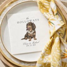 Tropischer Dachshund Hawaiianische Hochzeit