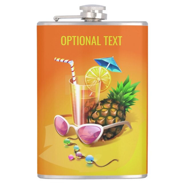 Tropischer Drink individuelle Name- und Textkolben Flachmann (Vorderseite)