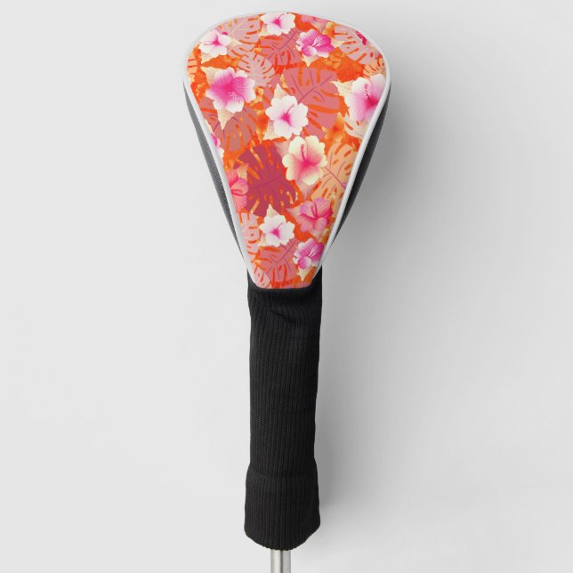 Tropischer Druck in lebender Koralle Golf Headcover (Vorderseite)