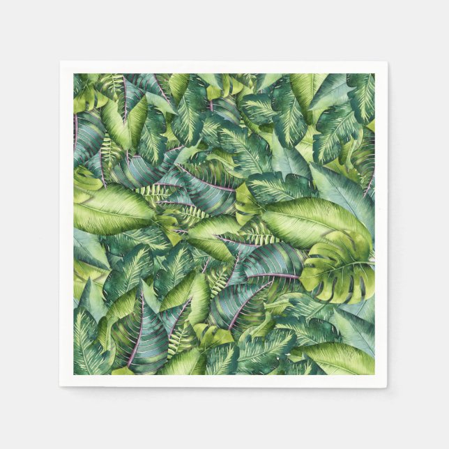 Tropischer Dschungel Blätter Botanische Geburtstag Serviette (Vorderseite)
