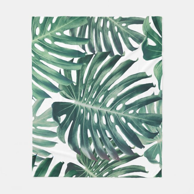 Tropischer Dschungel Blätter floraler Hintergrund Fleecedecke (Vorderseite)