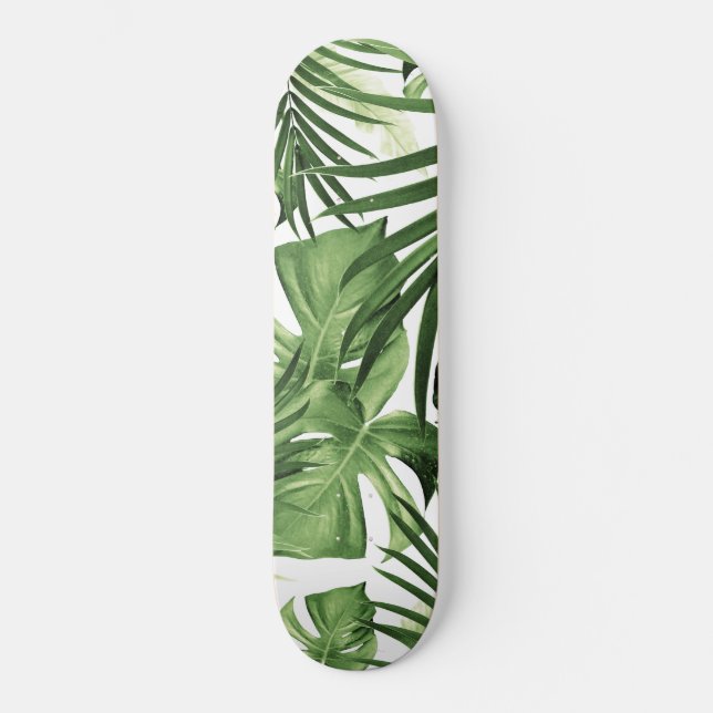 Tropischer Dschungel Blätter Muster #12 Skateboard (Vorderseite)