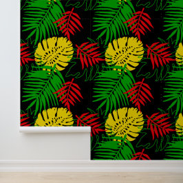 Tropischer Dschungel Blätter Muster Rasta Farben Tapete