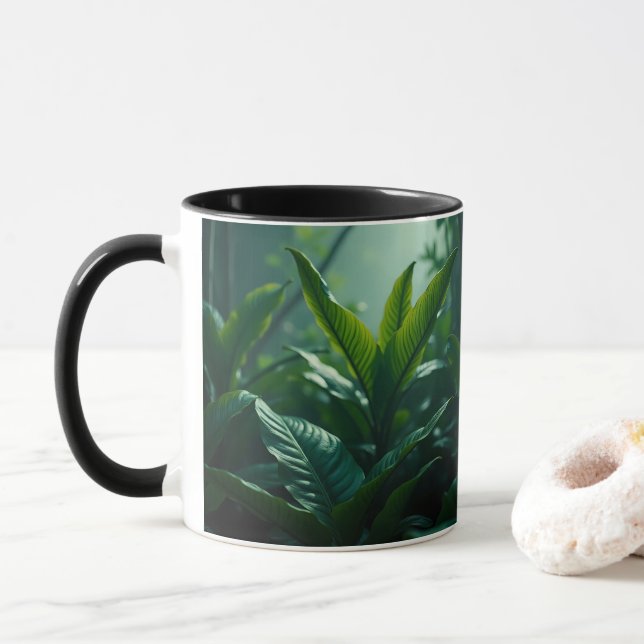 Tropischer Dschungel Blätter Tasse | Botanischer K (Mit Donut)