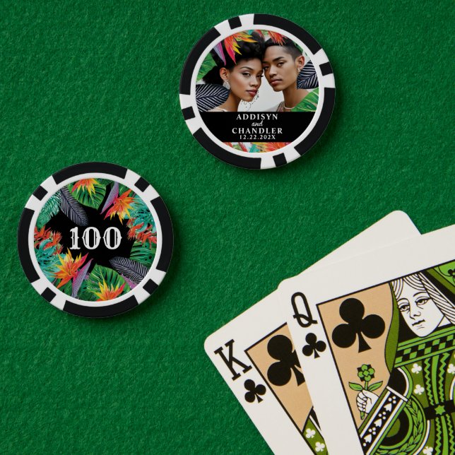 Tropischer Dschungel Blume Elegante Verlobung Hoch Pokerchips (Pokertisch (doppelt))