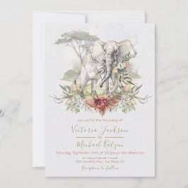 Tropischer Dschungel-Elefant-Hochzeitseinladungen Einladung