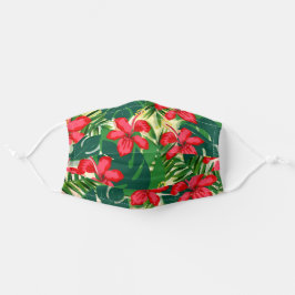 Tropischer Dschungel Hibiskus hell modern Mund-Nasen-Maske Aus Stoff