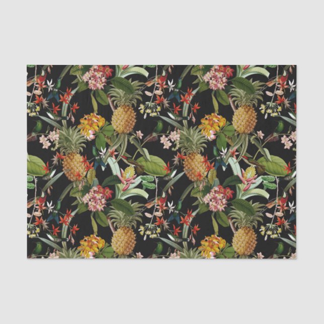 Tropischer Dschungel mit Hummingvögeln und Blume - Seidenpapier (Vorderseite)