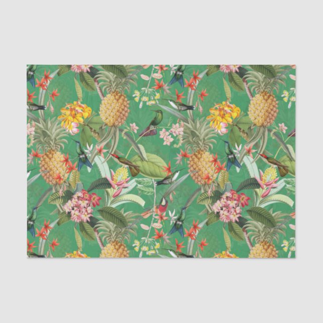 Tropischer Dschungel mit Hummingvögeln und Blume - Seidenpapier (Vorderseite)