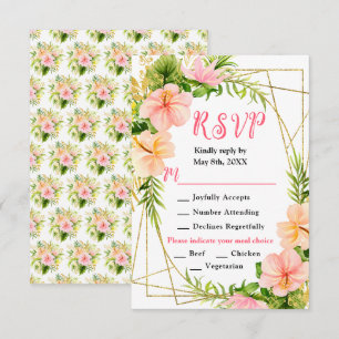 Tropischer Dschungel mit Laub Hochzeit RSVP Karte