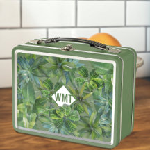 Tropischer Dschungel Moderne Monogram Metal Lunch