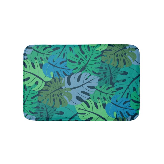 Tropischer Dschungel Palm Nahtloses Muster Badematte (Vorderseite)