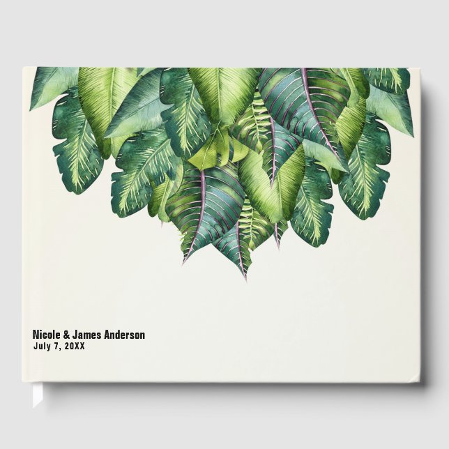 Tropischer Dschungel Verlasse Grüne Botanische Hoc Gästebuch (Vorderseite)