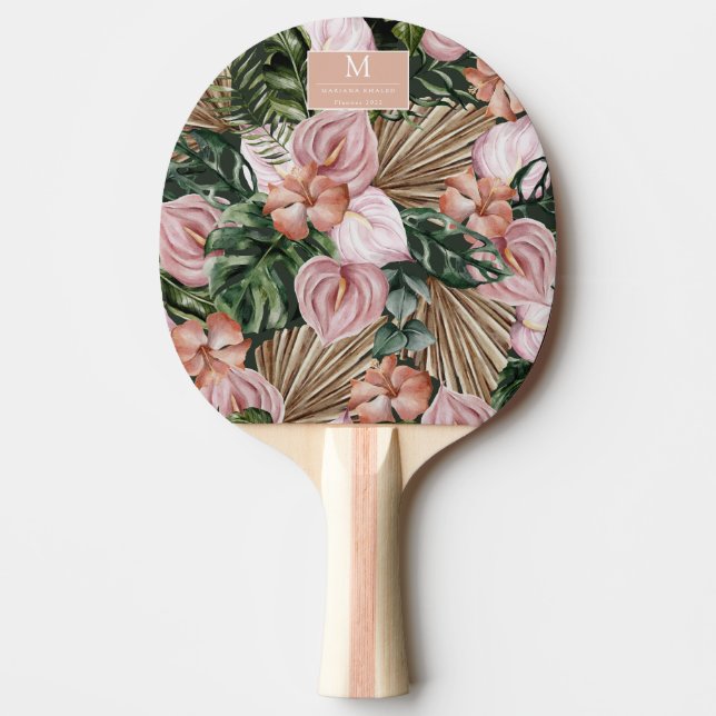 Tropischer Dschungel verlasse Regenwald-Blume Tischtennis Schläger (Vorderseite)