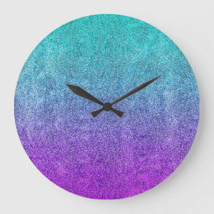 Tropischer Dusk Glitzer Gradient Große Wanduhr