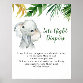 Tropischer Elefant Boy Spate Night Diaper Signieru Poster