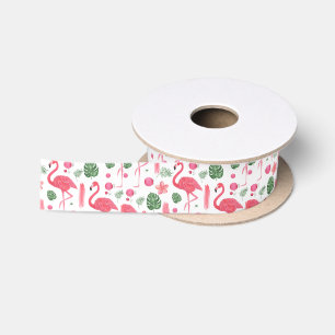 Tropischer eleganter Flamingo des rosa Aquarells Satinband
