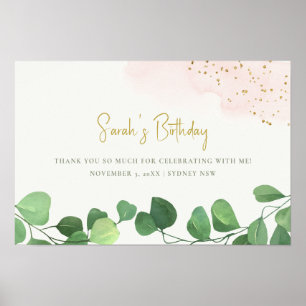 Tropischer Eukalyptus Rosa Gold Botanischer Geburt Poster