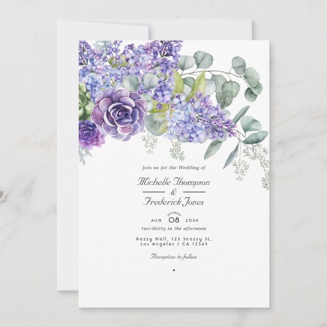 Tropischer Eukalyptus succulents QR Code Wedding Einladung (Vorderseite)