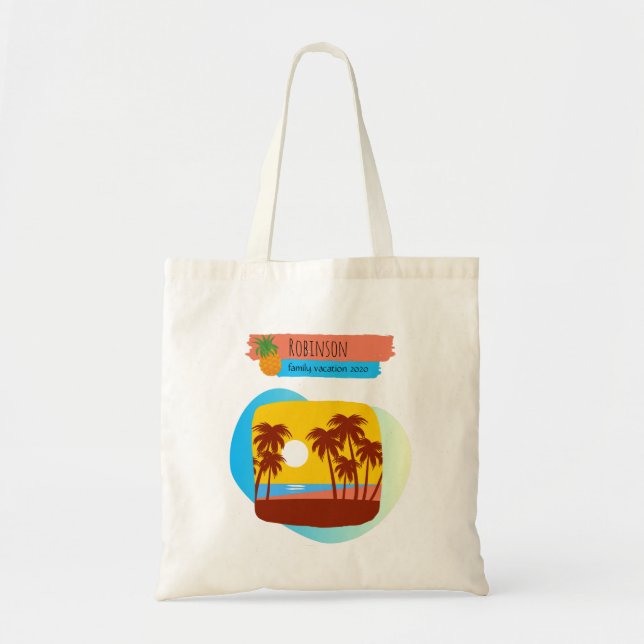 Tropischer Familienurlaub Souvenir Tragetasche (Vorne)
