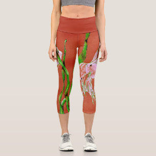 Tropischer Fantail-Fisch Aquarell Rot Orange Capri Leggings