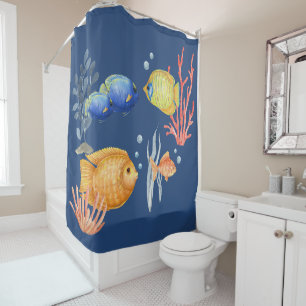 Tropischer Fisch Dark Blue Aquarium Duschvorhang