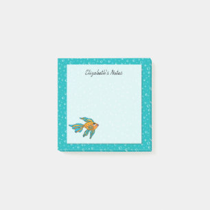 Tropischer Fisch Orange und Blau Personalisiert 3  Post-it Klebezettel
